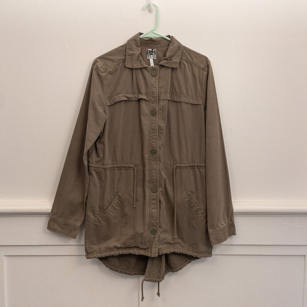 Free Press Utility Jacket | Taupe Brown | Size Small | Lightweight Layering